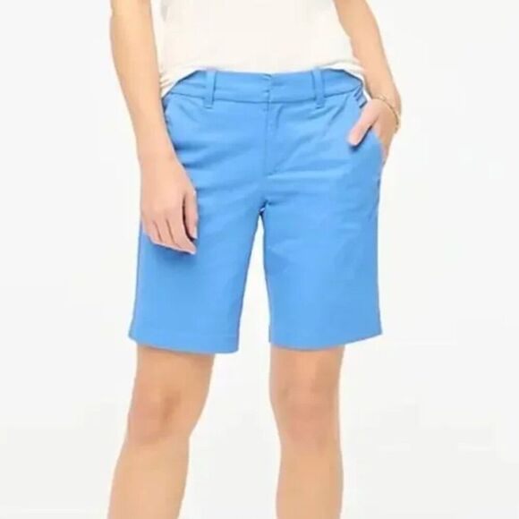 J. crew Factory Al569 9" Frankie Bermuda Shorts Blue Chino NWT size 12 - Picture 1 of 8